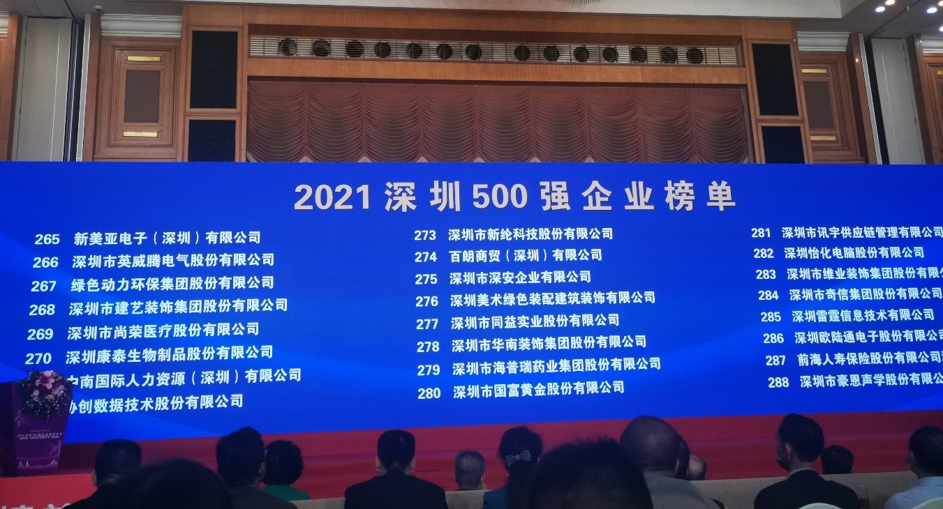 今年会上榜2021深圳企业500强